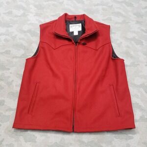 Schaefer Vest Womens XL Red Full Zip Pockets Ranchwear Wool Blend Rodeo